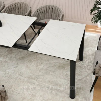 Rozkladací jedálenský stôl 180(240) WAHI - biely mramor / čierny