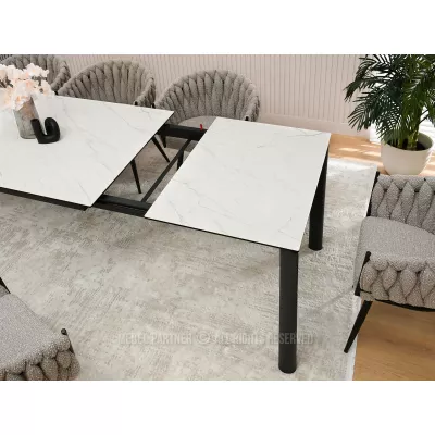 Rozkladací jedálenský stôl 180(240) WAHI - biely mramor / čierny