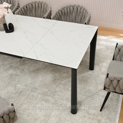 Rozkladací jedálenský stôl 180(240) WAHI - biely mramor / čierny