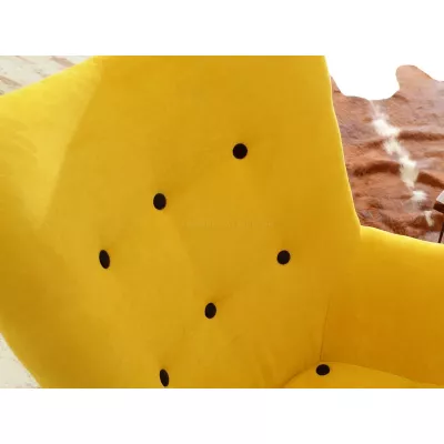Kreslo ušiak AMRO - žlté / orech