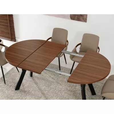 Okrúhly rozkladací stôl 100(180)x100 WENDER - orech / čierny