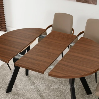 Okrúhly rozkladací stôl 100(180)x100 WENDER - orech / čierny