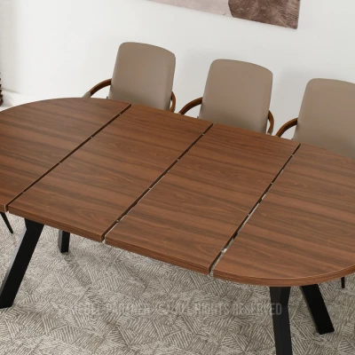 Okrúhly rozkladací stôl 100(180)x100 WENDER - orech / čierny