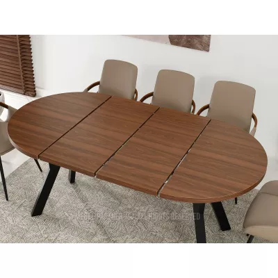 Okrúhly rozkladací stôl 100(180)x100 WENDER - orech / čierny