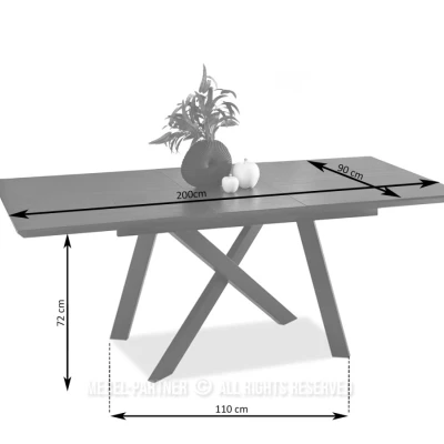Rozkladací jedálenský stôl 160(200)x90 NOSLEN - čierny