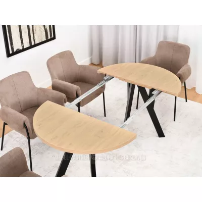 Okrúhly rozkladací stôl 100(180)x100 WENDER - dub kamenný / čierny