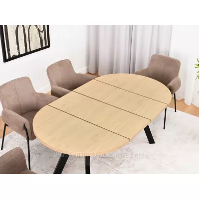Okrúhly rozkladací stôl 100(180)x100 WENDER - dub kamenný / čierny