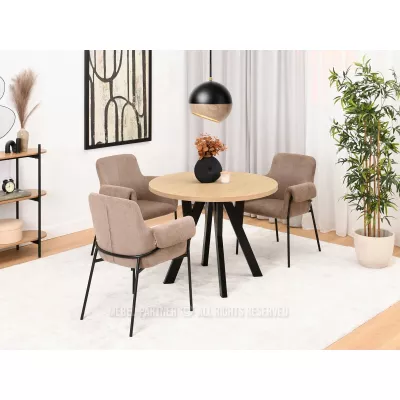 Okrúhly rozkladací stôl 100(180)x100 WENDER - dub kamenný / čierny