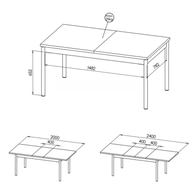Rozkladací jedálenský stôl 160(240)x90 NORLAN - orech / čierny mramor
