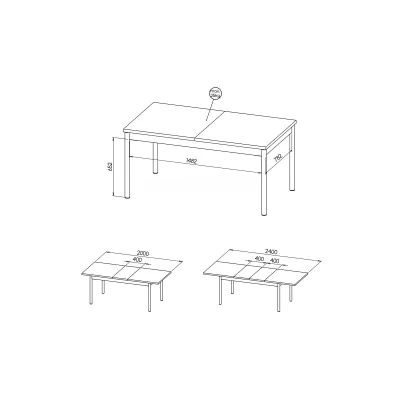 Rozkladací jedálenský stôl 160(240)x90 NORLAN - orech / čierny mramor