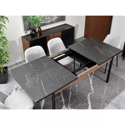 Rozkladací jedálenský stôl 160(240)x90 NORLAN - orech / čierny mramor