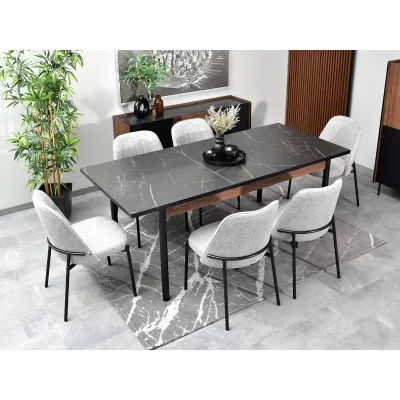 Rozkladací jedálenský stôl 160(240)x90 NORLAN - orech / čierny mramor