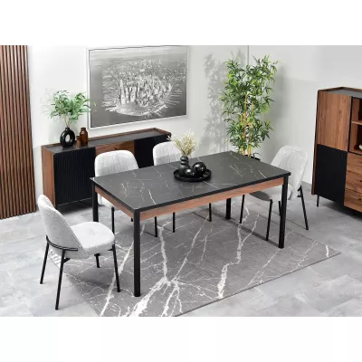Rozkladací jedálenský stôl 160(240)x90 NORLAN - orech / čierny mramor