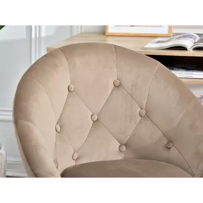 Kreslo na kolieskach DERIAN - béžové / chróm