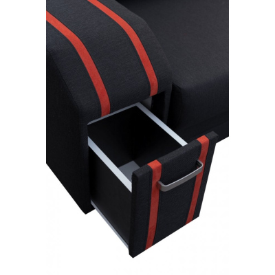 Rozkladacia sedacia súprava so skrytým taburetom a barom FILIPO - hnedá / béžová