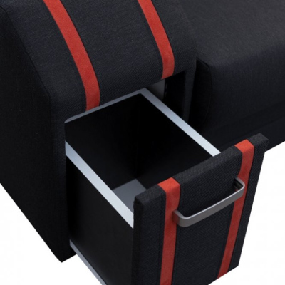 Rozkladacia sedacia súprava so skrytým taburetom a barom FILIPO - svetlo šedá / tmavo šedá