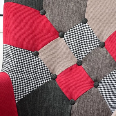 Hojdacie kreslo JORG - červený patchwork / čierny / buk