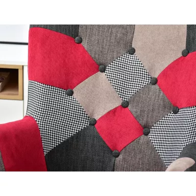 Hojdacie kreslo JORG - červený patchwork / čierny / buk