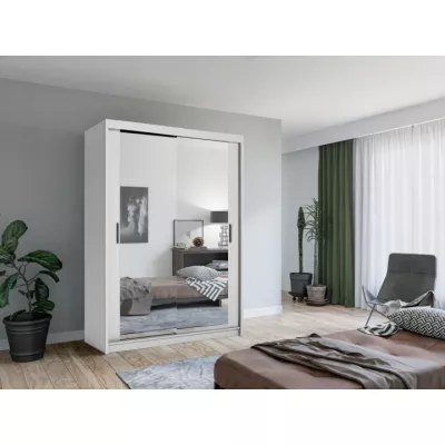 Zrkadlová šatníková skriňa 150/62 KAILAN - biela