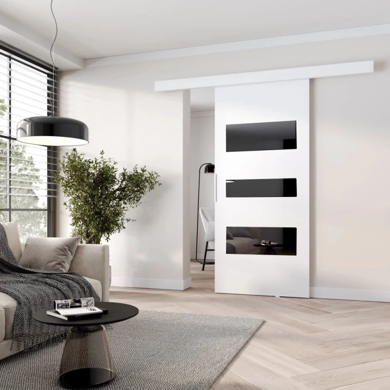 Interiérové dvere na stenu BARRET 3 - 76 cm, biele