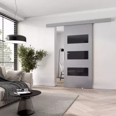 Posuvné dvere na stenu BARRET 5 - 106 cm, šedé