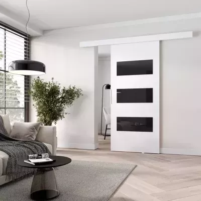 Posuvné dvere na stenu BARRET 5 - 96 cm, biele