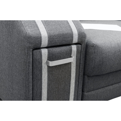 Rozkladacia sedacia súprava so skrytým taburetom a barom FILIPO - šedá / čierna