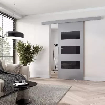 Posuvné dvere na stenu BARRET 5 - 86 cm, šedé