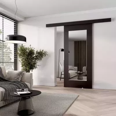 Posuvné dvere so zrkadlom BARRET 9 - 96 cm, wenge