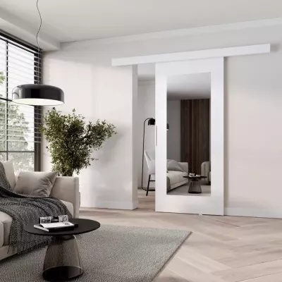 Posuvné dvere so zrkadlom BARRET 9 - 86 cm, biele