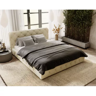 Elegantná čalúnená posteľ 160x200 MARLENE 1 s úložným priestorom - krémová