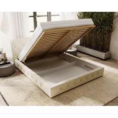 Elegantná čalúnená posteľ 120x200 MARLENE 1 s úložným priestorom - krémová