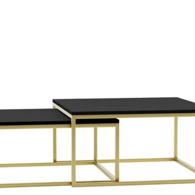Set 2x konferenčný stolík RYSIA - zlatý / čierny molet