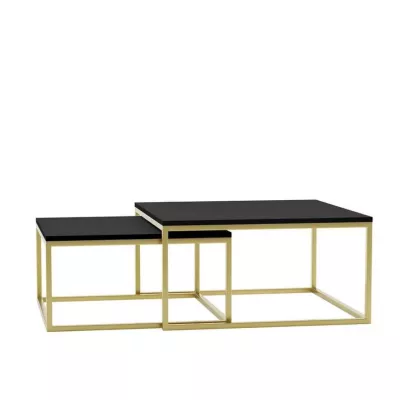 Set 2x konferenčný stolík RYSIA - zlatý / čierny molet