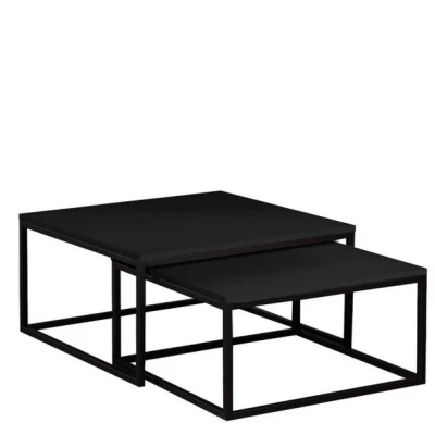 Set 2x konferenčný stolík RYSIA - čierny / čierny molet