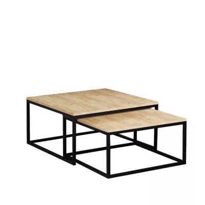 Set 2x konferenčný stolík RYSIA - čierny / dub kraft zlatý