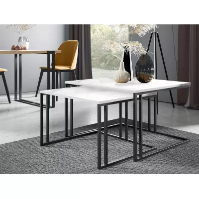Set 2x konferenčný stolík PTYSIA - čierny / biely mramor