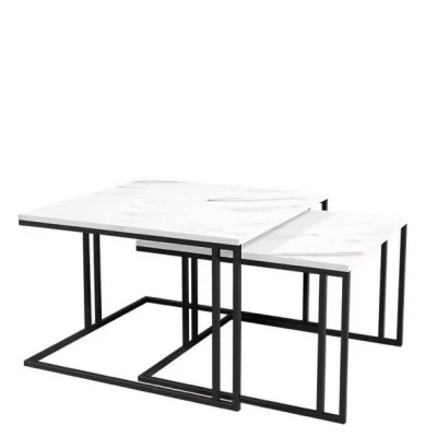 Set 2x konferenčný stolík PTYSIA - čierny / biely mramor
