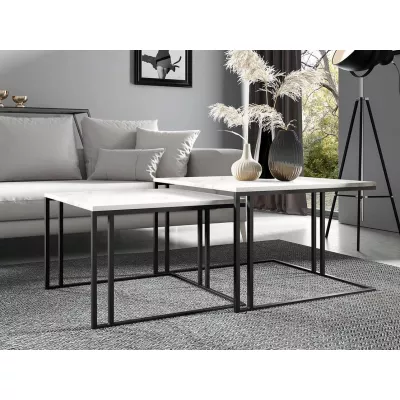 Set 2x konferenčný stolík PTYSIA - čierny / biely mramor
