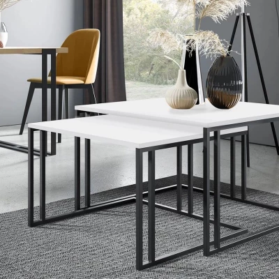 Set 2x konferenčný stolík PTYSIA - čierny / arktický biely