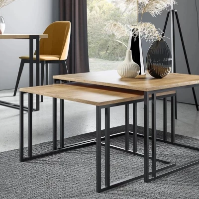 Set 2x konferenčný stolík PTYSIA - čierny / dub kraft zlatý
