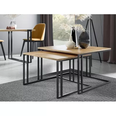 Set 2x konferenčný stolík PTYSIA - čierny / dub kraft zlatý