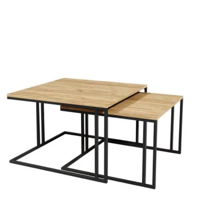 Set 2x konferenčný stolík PTYSIA - čierny / dub kraft zlatý