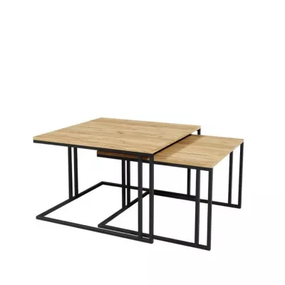 Set 2x konferenčný stolík PTYSIA - čierny / dub kraft zlatý