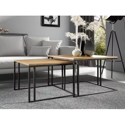 Set 2x konferenčný stolík PTYSIA - čierny / dub kraft zlatý