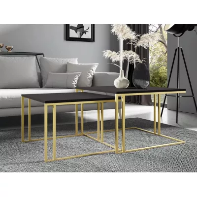 Set 2x konferenčný stolík PTYSIA - zlatý / čierny molet