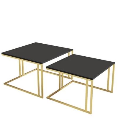 Set 2x konferenčný stolík PTYSIA - zlatý / čierny molet