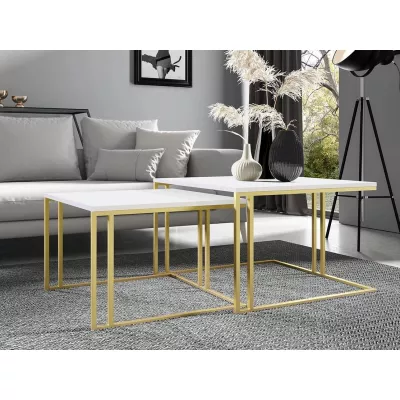 Set 2x konferenčný stolík PTYSIA - zlatý / arktický biely
