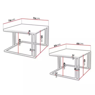 Set 2x konferenčný stolík PTYSIA - čierny / arktický biely