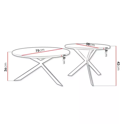 Set 2x konferenčný stolík ATENAL - mramor svetlý / čierny